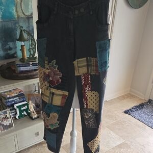 Boho Patchwork Black Women’s Jeans